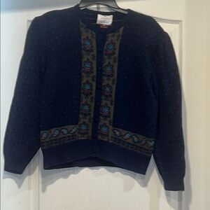 Vintage Hand Embroidered Cottagecore Floral and Hearts Cardigan